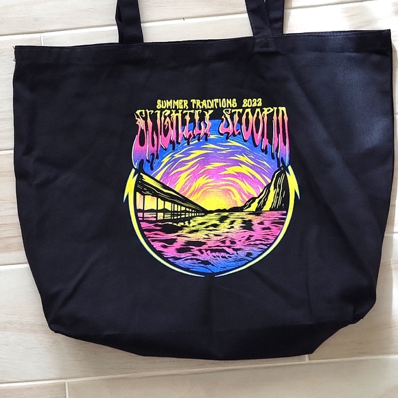 Slightly Stoopid Summer tour 2022 Black tote bag - Picture 1 of 5